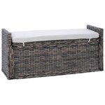 vidaXL Banc de rangement Noir Blanchi 110 x 40 x 50 cm Rotin