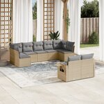 vidaXL Salon de jardin avec coussins 9 Pièces beige résine tressée