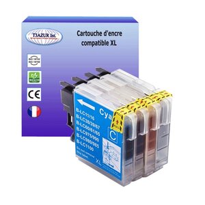 T3AZUR - 4x Cartouches compatibles avec  Brother  LC1100 XL pour Brother DCP145C  DCP163C  DCP165C  DCP167C  DCP185C  DCP195C  DCP197C