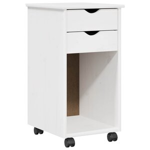 vidaXL Cabinet roulant 34 x 39 x 65 5 cm Pin massif Blanc