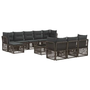 vidaXL Ensemble de canapé de jardin 11 Pièces Gris polyrotin