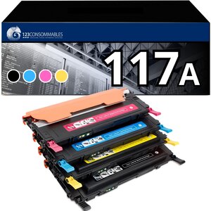 123CONSOMMABLES - 117A - Pack 4 toners compatibles HP 117A - noir et couleurs