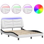 vidaXL Cadre de lit avec lumières LED blanc noir 140x200 cm similicuir