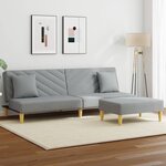 vidaXL Canapé-lit à 2 places avec oreillers et repose-pied gris clair