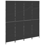 Paravent 4 panneaux pliable noir 195x180 cm en polyrotin