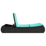 vidaXL Chaise longue double avec coussins noir résine tressée