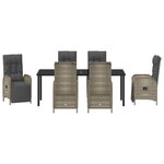 vidaXL Set de salle à manger de jardin 7 pièces avec coussins Rattan Poly Gris