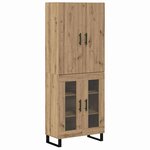 vidaXL Haut Armoire 2 Pièces Chêne artisanal Bois Aggloméré et Verre