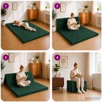 vidaXL Canapé-lit pliable 140 x 67 x 15 cm Vert foncé