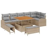 vidaXL Ensemble de canapé de jardin 9 Pièces Beige Poly rotin