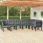 vidaXL Salon de jardin 8 Pièces noir et gris résine tressée