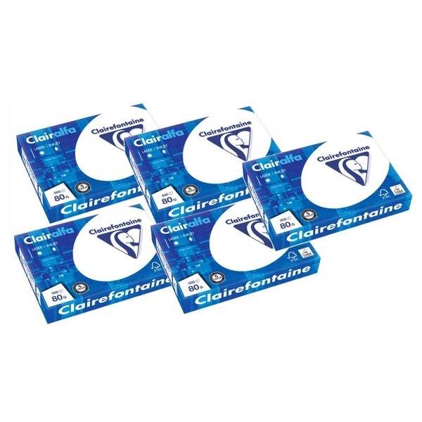 Ramette de 500 Feuilles Papier Perforé 80g A4 210x297 mm Certifié FSC Blanc CLAIRALFA