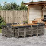 vidaXL Ensemble à manger de jardin coussins 13 Pièces gris résine tressée