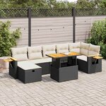 vidaXL Salon de jardin 5 Pièces avec coussins noir résine tressée