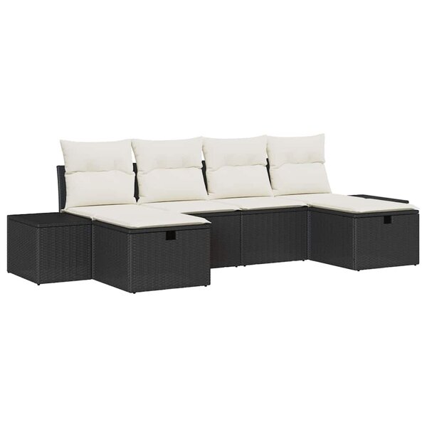 vidaXL Ensemble de canapé de jardin 6 Pièces Noir 55 x 62 x 69 cm