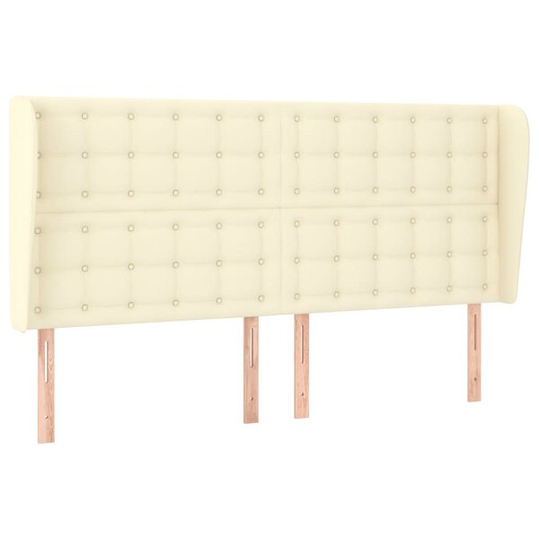 vidaXL Tête de lit avec oreilles Crème 163x23x118/128 cm Similicuir