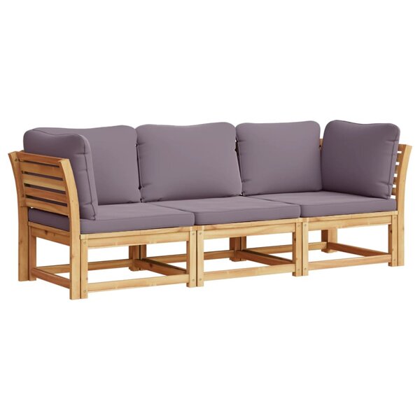 vidaXL Salon de jardin 3 Pièces avec coussins bois massif d'acacia