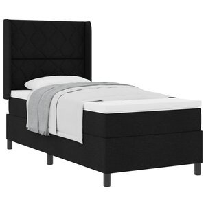 vidaXL Lit à ressorts avec matelas Noir 200 x 100 cm tissu
