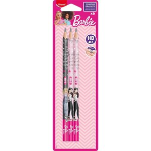 Crayon de papier Barbie  avec gomme  HB  blister de 6 MAPED