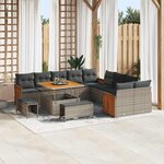 vidaXL Ensemble de canapé de jardin 13 Pièces Gris  Gris foncé