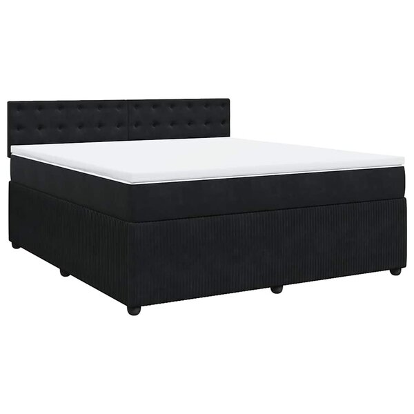 vidaXL Sommier à lattes de lit avec matelas Noir 180x200 cm Velours