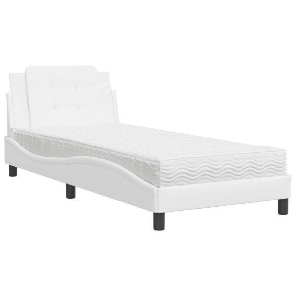 vidaXL Lit avec matelas blanc 80x200 cm similicuir
