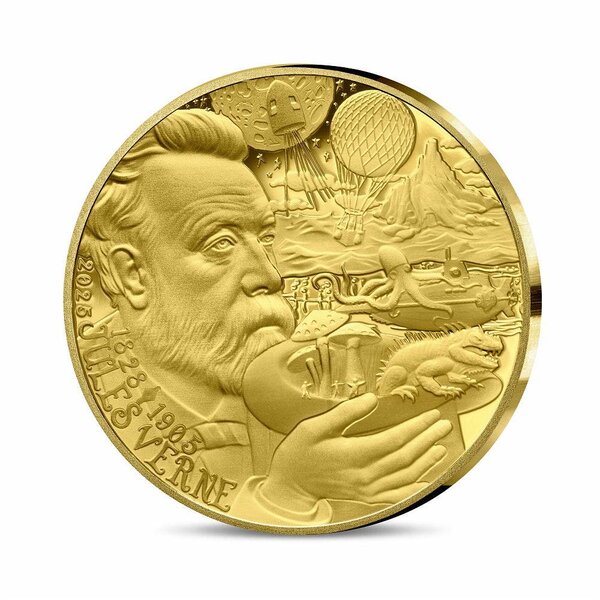 L'Art de la Plume – Jules Verne Monnaie de 50€ 1/4 Oz Or