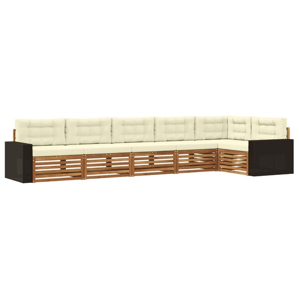 vidaXL Ensemble de canapés d'extérieur 6 pc Naturel et Crème Polyester