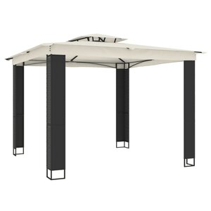 vidaXL Tonnelle à double toit crème 2 94x2 94 m acier