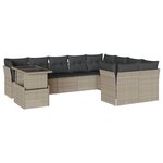 vidaXL Salon de jardin avec coussins 10 Pièces gris clair résine tressée