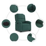 vidaXL Fauteuil inclinable électrique vert foncé velours