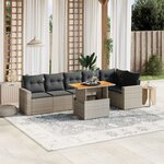 vidaXL Salon de jardin avec coussins 7 Pièces gris résine tressée