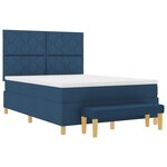 vidaXL Lit à Ressorts avec Matelas & Banc Bleu 140x190 cm Tissu
