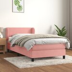 vidaXL Sommier à lattes de lit avec matelas Rose 90x190 cm Velours
