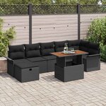 vidaXL Ensemble de canapé de jardin 8 Pièces Noir polyrotin