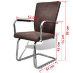 vidaXL Chaises à manger cantilever lot de 2 marron tissu cuir