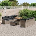 vidaXL Ensemble de canapé de jardin 11 Pièces Gris Poly rotin