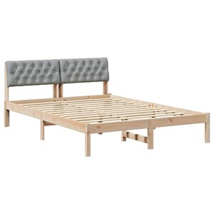 vidaXL Cadre de lit avec tête de lit Marron et gris clair 140 x 200 cm