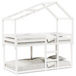 vidaXL Lit superposé avec toit blanc 90x190 cm bois massif de pin