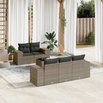 vidaXL Salon de jardin 6 Pièces avec coussins gris résine tressée