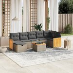 vidaXL Salon de jardin 8 Pièces avec coussins gris résine tressée