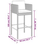 vidaXL Ensemble de bar de jardin 5 Pièces avec coussins noir poly rotin