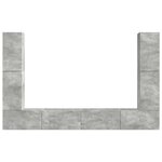 vidaXL Ensemble meuble TV 8 Pièces Gris béton Bois d'ingénierie