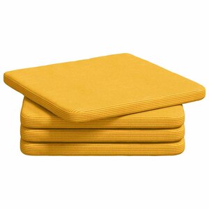 vidaXL Coussins de siège 4 pc Tissu en velours côtelé Jaune clair