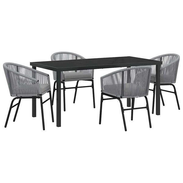 vidaXL Ensemble de salle à manger pour jardin 5 Pièces Gris Poly rotin