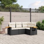 vidaXL Salon de jardin 4 Pièces avec coussins noir résine tressée