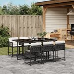 vidaXL Ensemble à manger de jardin coussins 7Pièces Noir Résine tressée