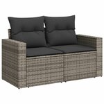 vidaXL Salon de jardin avec coussins 7 Pièces gris résine tressée
