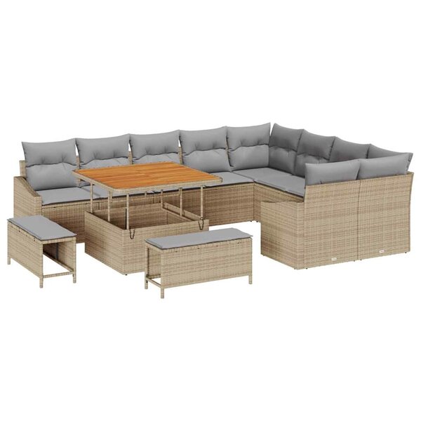 vidaXL Ensemble de canapé de jardin 12 Pièces Beige  Gris clair