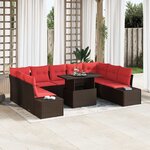 vidaXL Ensemble de canapé de jardin 10 Pièces Marron Poly rotin
